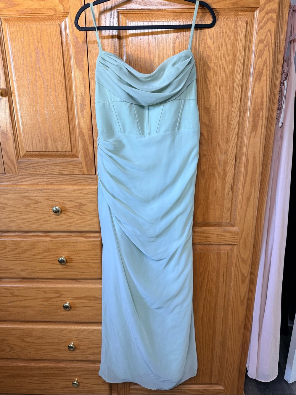 Azazie Light Sage Spaghetti-Strap Maxi Dress